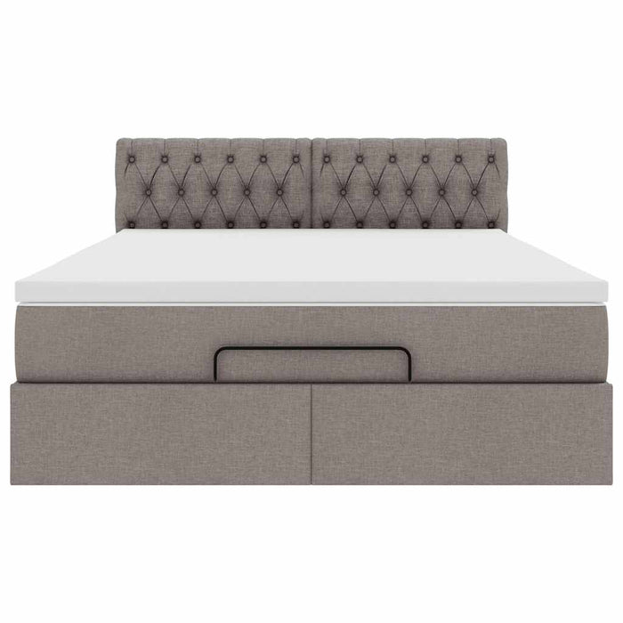 Pat otoman cu saltea Taupe 140x200 cm Stofa WALTI