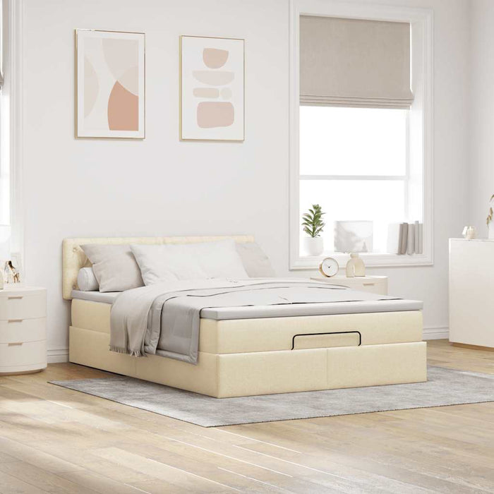 Pat otoman cu saltea crem 140x200 cm stofa - WALTI WALTI