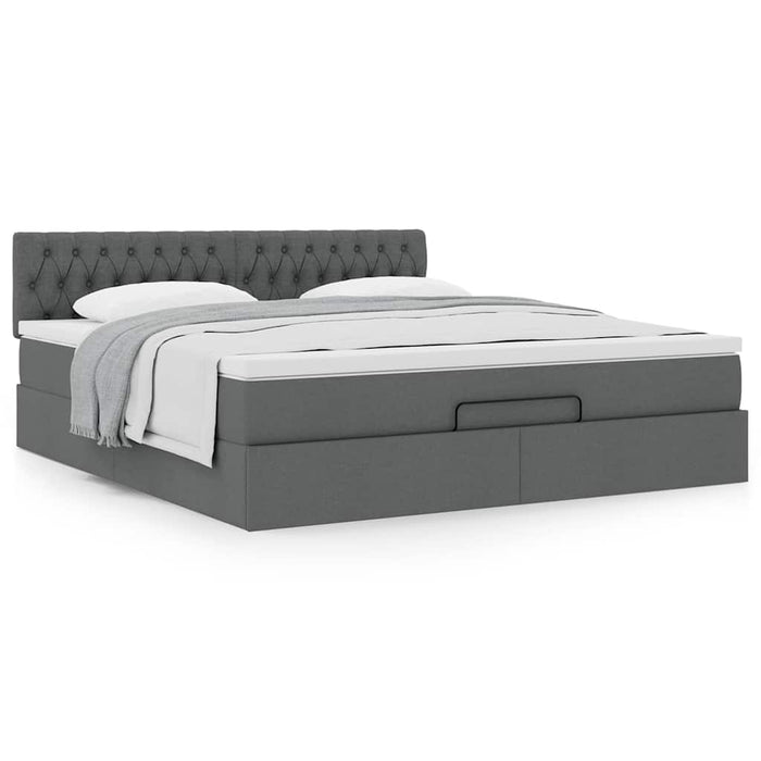 Cadru pat otoman cu saltea țesătură gri închis 160x200 cm - WALTI WALTI