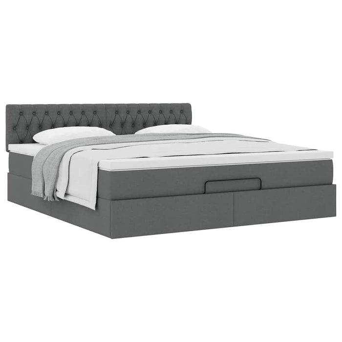 Cadru pat otoman cu saltea țesătură gri închis 160x200 cm - WALTI WALTI