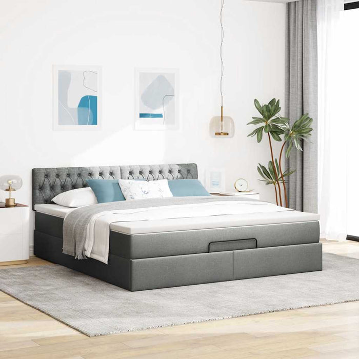 Cadru pat otoman cu saltea țesătură gri închis 180x200 cm - WALTI WALTI