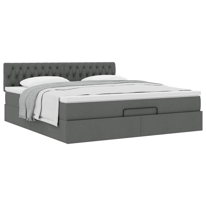 Cadru pat otoman cu saltea țesătură gri închis 180x200 cm - WALTI WALTI