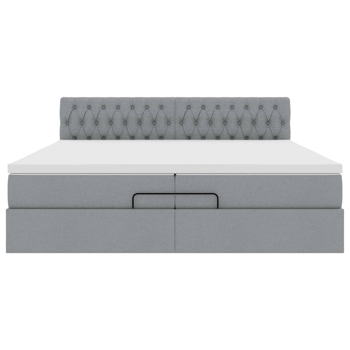 Cadru de pat otoman cu saltea țesătură gri deschis 200x200 cm - WALTI WALTI