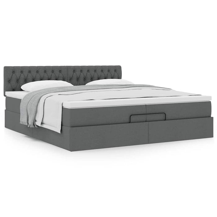 Cadru de pat otoman cu saltea țesătură gri închis 200x200 cm - WALTI WALTI