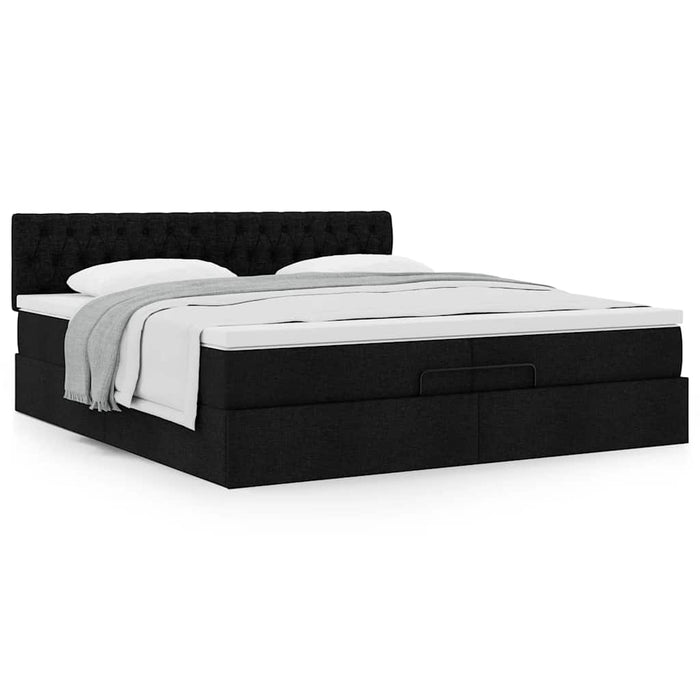 Cadru de pat otoman cu saltea țesătură neagră 200x200 cm - WALTI WALTI