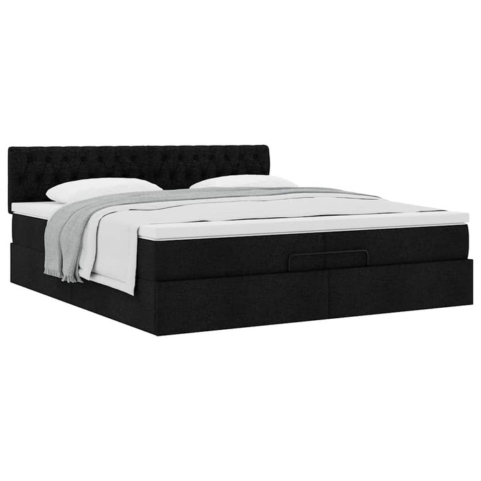 Cadru de pat otoman cu saltea țesătură neagră 200x200 cm - WALTI WALTI