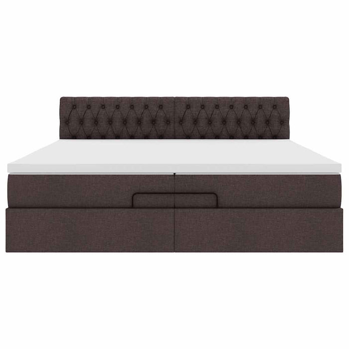 Cadru de pat otoman cu saltea țesătură maro închis 200x200 cm WALTI