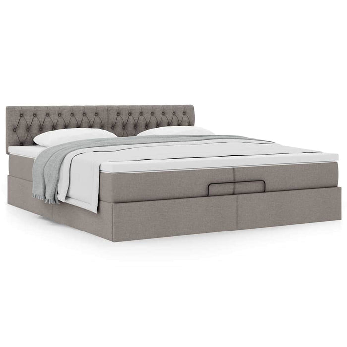 Cadru de pat otoman cu saltea Taupe 200x200 cm Material WALTI
