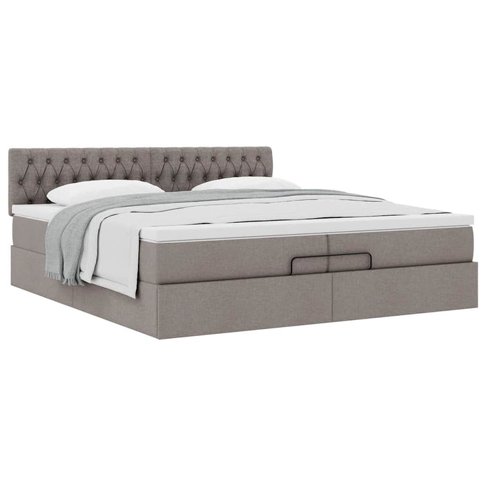 Cadru de pat otoman cu saltea Taupe 200x200 cm Material WALTI