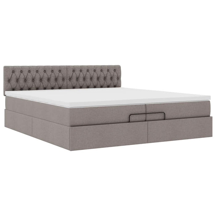 Cadru de pat otoman cu saltea Taupe 200x200 cm Material WALTI