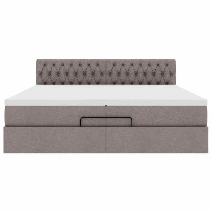 Cadru de pat otoman cu saltea Taupe 200x200 cm Material WALTI