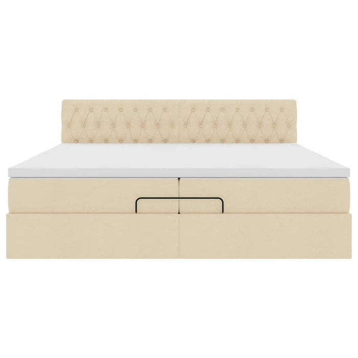 Cadru de pat otoman cu saltea crem 200x200 cm stofa - WALTI WALTI