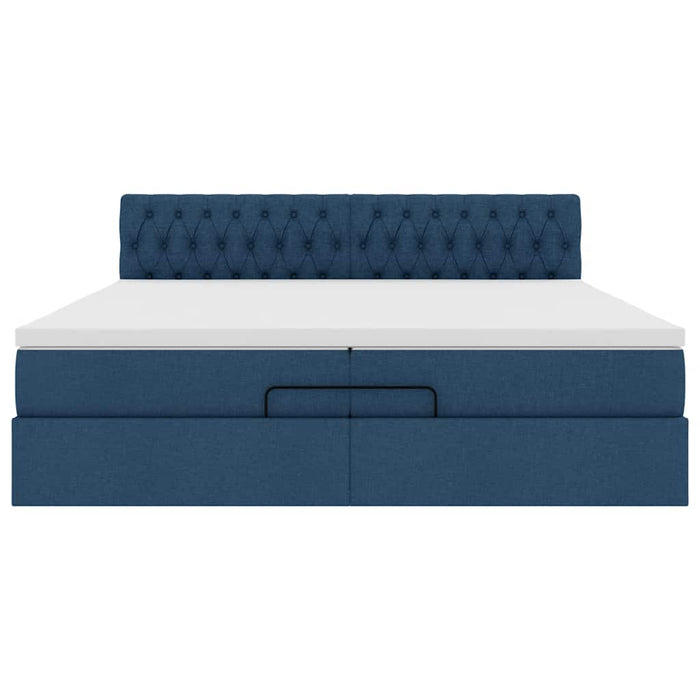 Cadru de pat otoman cu saltea țesătură albastră 200x200 cm - WALTI WALTI