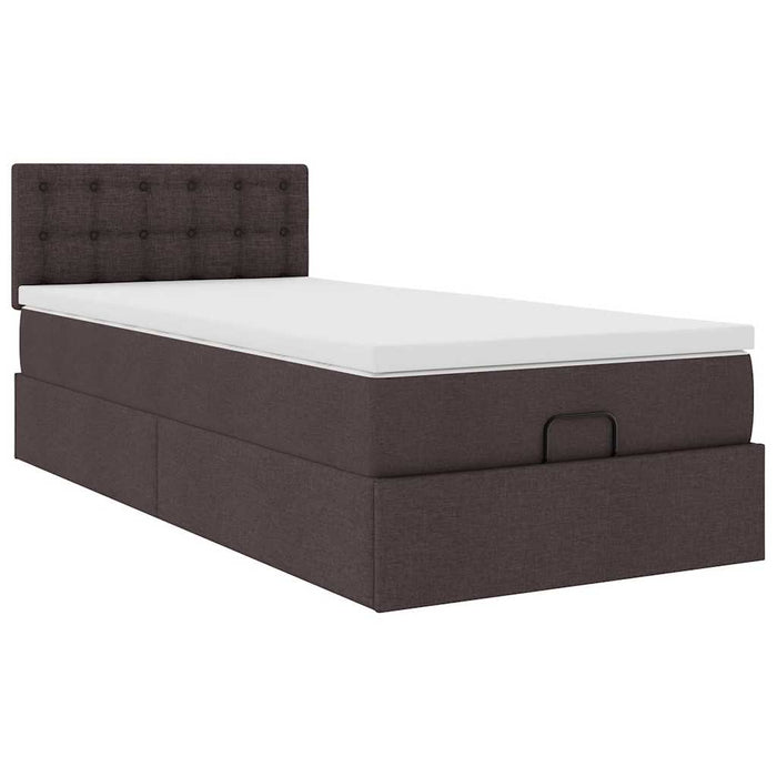 Cadru de pat otoman cu saltele țesătură maro închis 80x200cm - WALTI WALTI