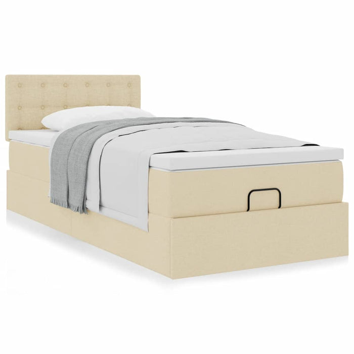 Cadru de pat otoman cu saltea crem 80x200cm stofa - WALTI WALTI