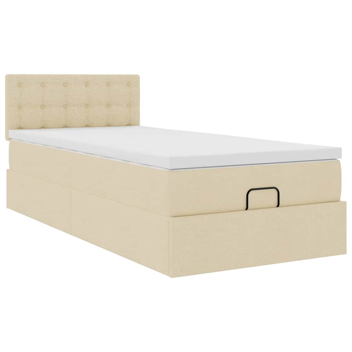 Cadru de pat otoman cu saltea crem 80x200cm stofa - WALTI WALTI