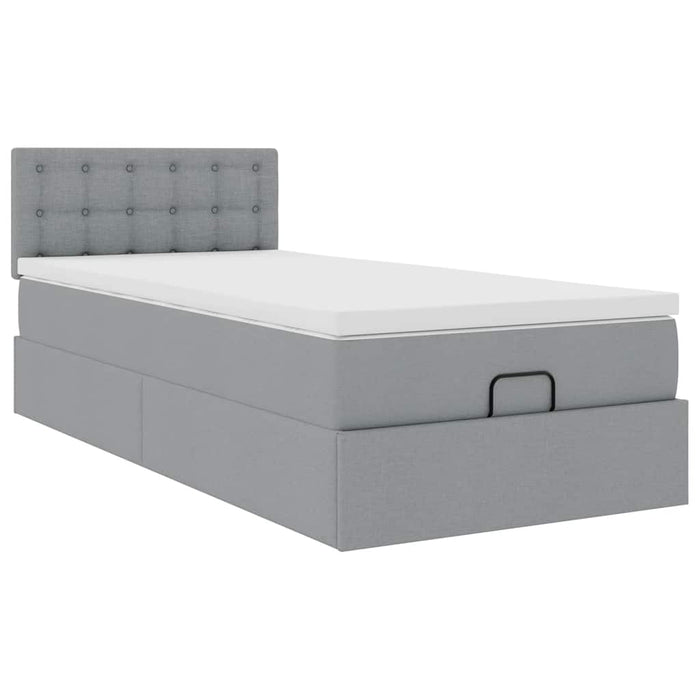 Cadru de pat otoman cu saltea țesătură gri deschis 90x190cm - WALTI WALTI