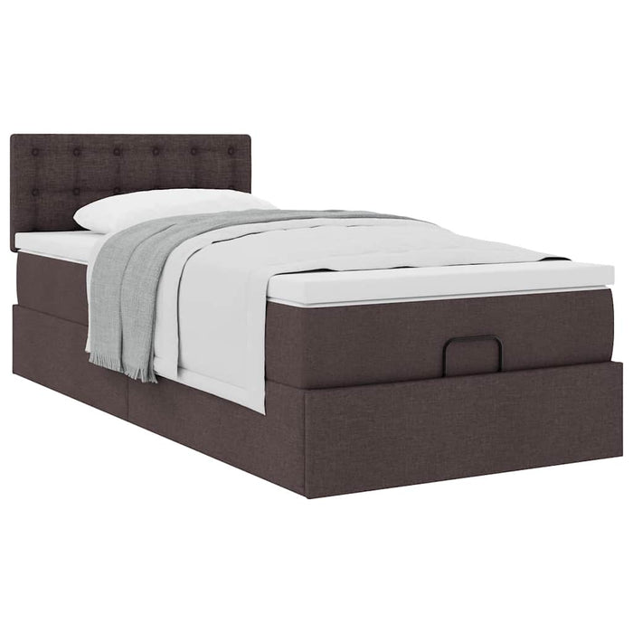 Cadru de pat otoman cu saltea țesătură maro închis 90x190cm - WALTI WALTI
