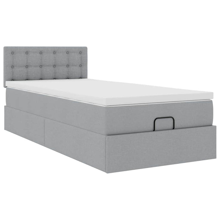 Pat otoman cu saltea țesătură gri deschis 90x200 cm - WALTI WALTI