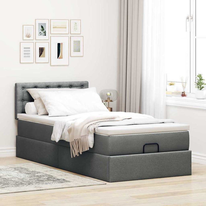 Pat otoman cu saltea țesătură gri închis 90x200 cm - WALTI WALTI