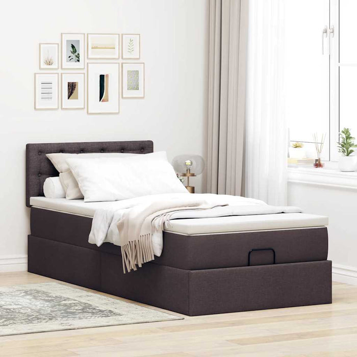 Pat otoman cu saltea țesătură maro închis 90x200 cm - WALTI WALTI