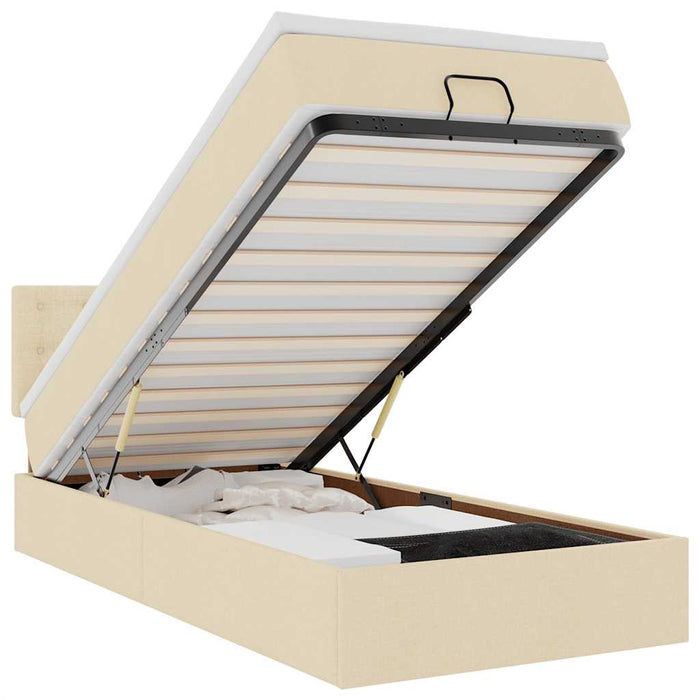Pat otoman cu saltea crem 90x200 cm stofa - WALTI WALTI