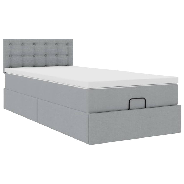 Pat otoman cu saltea țesătură gri deschis 100x200 cm - WALTI WALTI