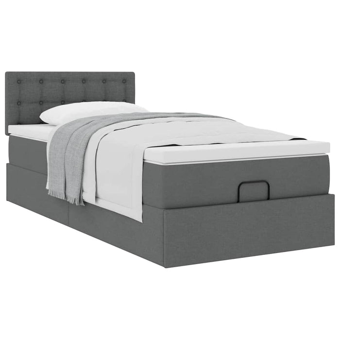 Cadru pat otoman cu saltea țesătură gri închis 100x200 cm - WALTI WALTI