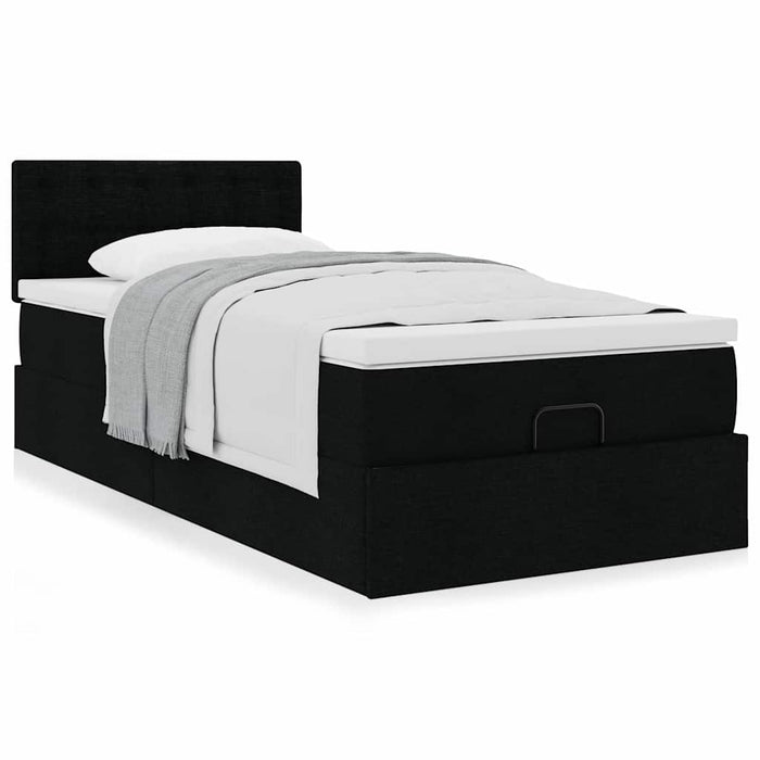Pat otoman cu saltea negru 100x200 cm stofa WALTI