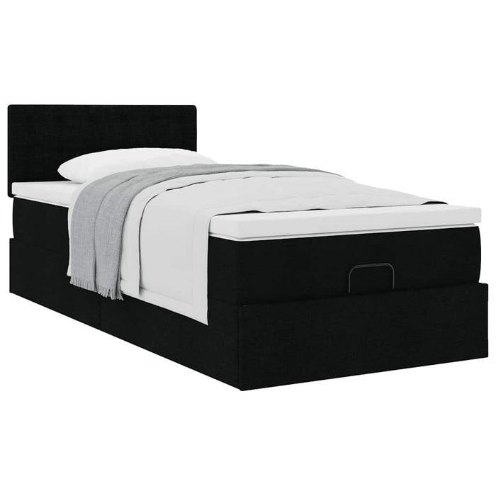 Pat otoman cu saltea negru 100x200 cm stofa WALTI