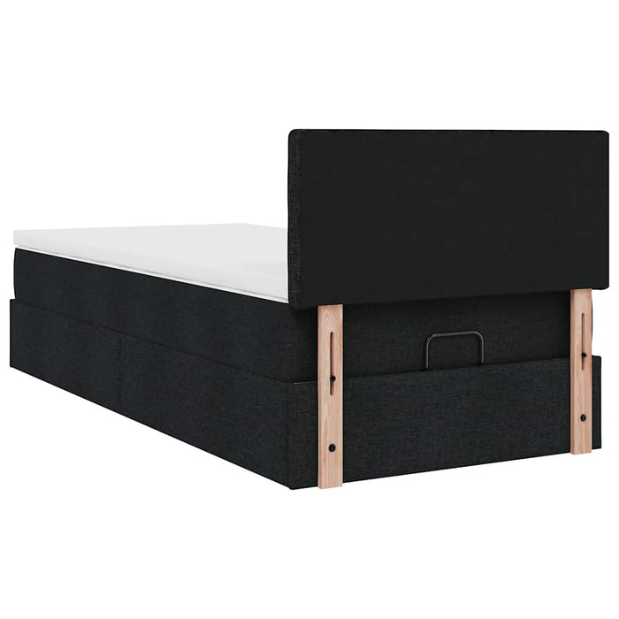 Pat otoman cu saltea negru 100x200 cm stofa WALTI