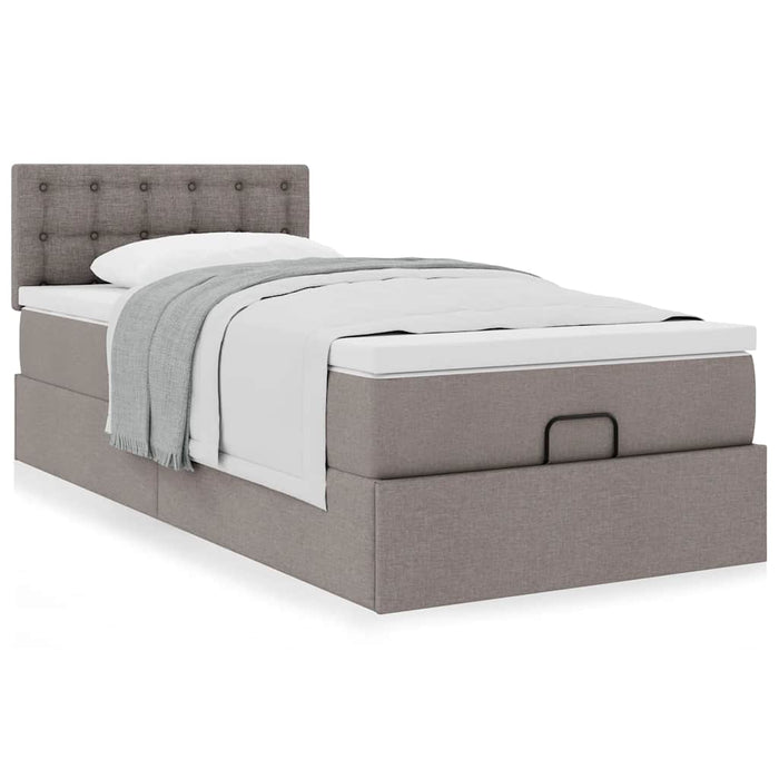 Pat otoman cu saltea Taupe 100x200 cm Stofa WALTI