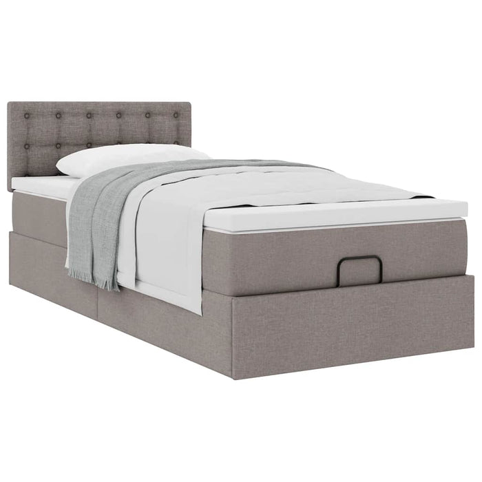Pat otoman cu saltea Taupe 100x200 cm Stofa WALTI