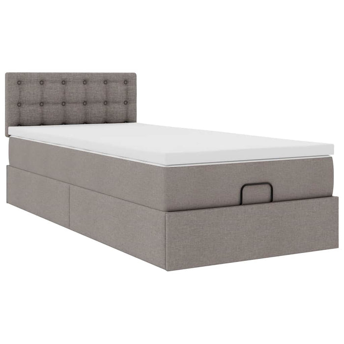 Pat otoman cu saltea Taupe 100x200 cm Stofa WALTI