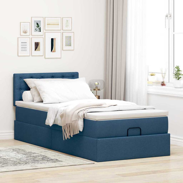 Pat otoman cu saltea albastru 100x200 cm stofa - WALTI WALTI