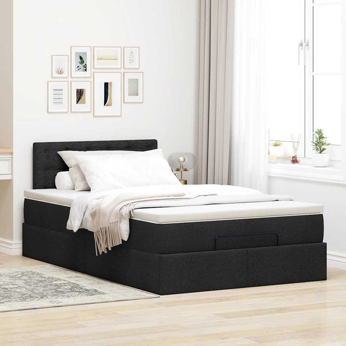 Pat otoman cu saltea negru 120x190 cm stofa - WALTI WALTI