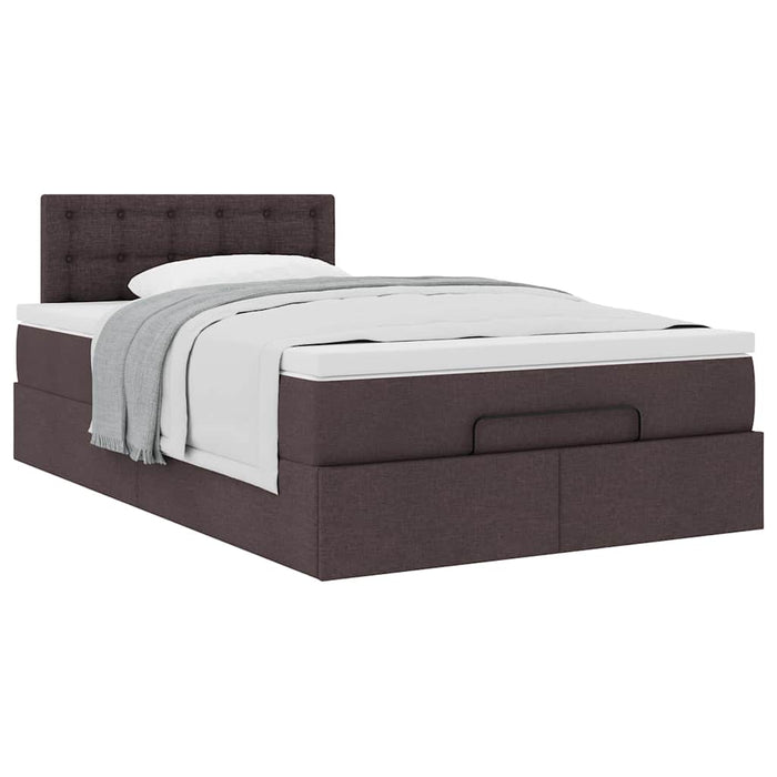 Cadru de pat otoman cu saltea țesătură maro închis 120x190 cm - WALTI WALTI