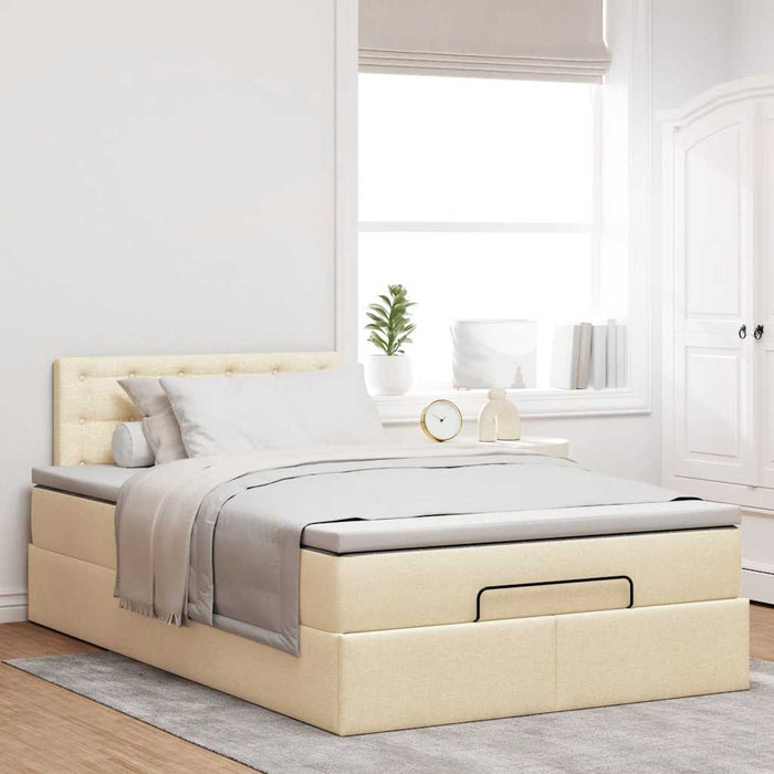 Cadru de pat otoman cu saltea crem 120x200cm stofa - WALTI WALTI