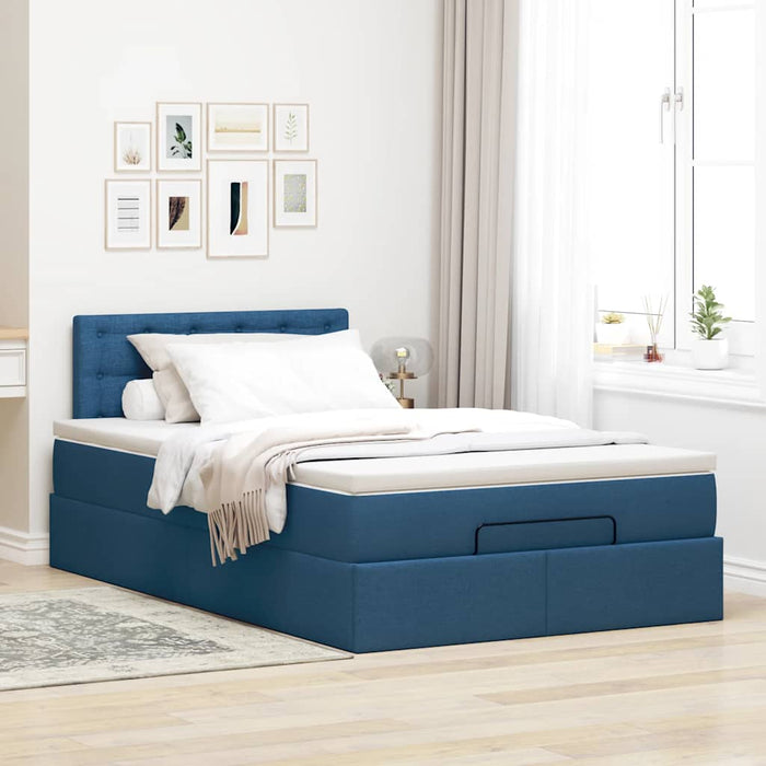 Pat otoman cu saltea albastru 120x200 cm stofa - WALTI WALTI