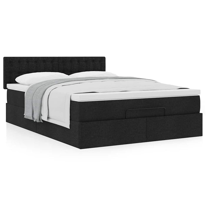 Pat otoman cu saltea negru 140x190 cm stofa - WALTI WALTI