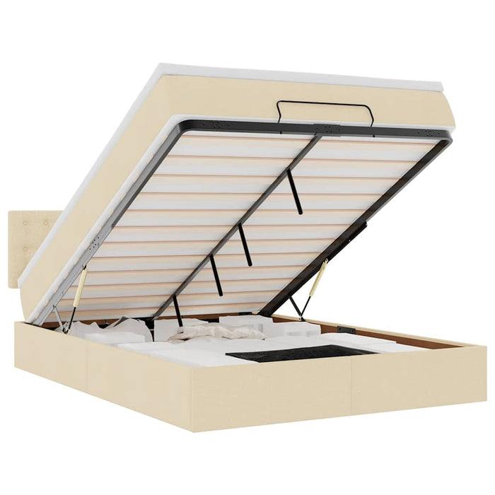 Pat otoman cu saltea crem 140x190 cm stofa - WALTI WALTI