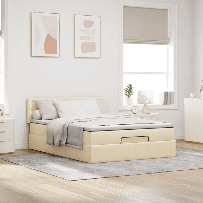 Pat otoman cu saltea crem 140x190 cm stofa - WALTI WALTI
