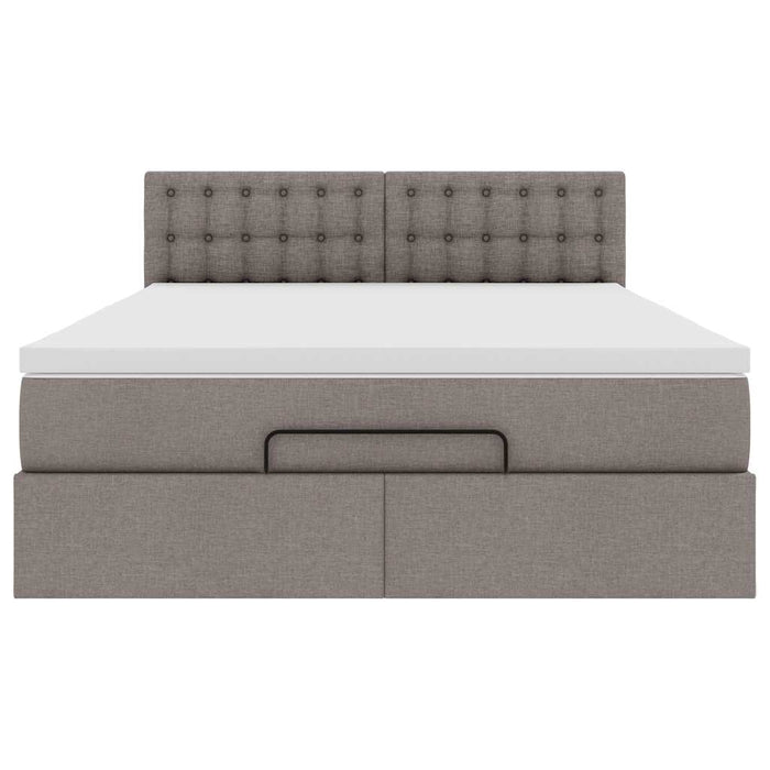 Pat otoman cu saltea Taupe 140x200 cm Stofa WALTI