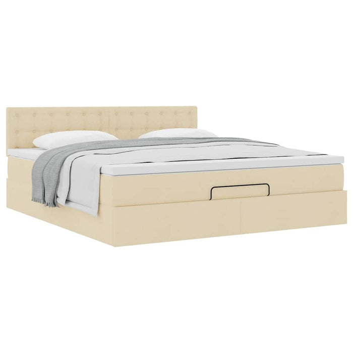 Cadru de pat otoman cu saltea crem 160x200cm stofa - WALTI WALTI