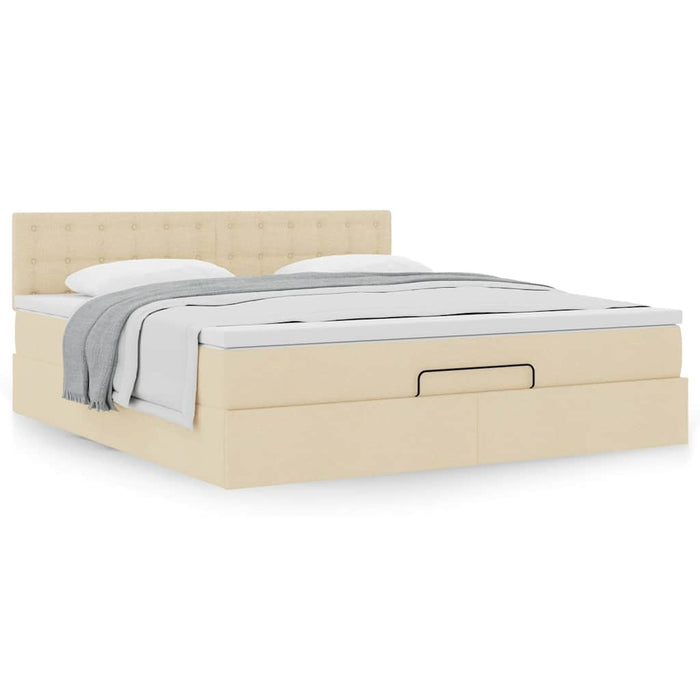 Cadru de pat otoman cu saltea crem 160x200cm stofa - WALTI WALTI