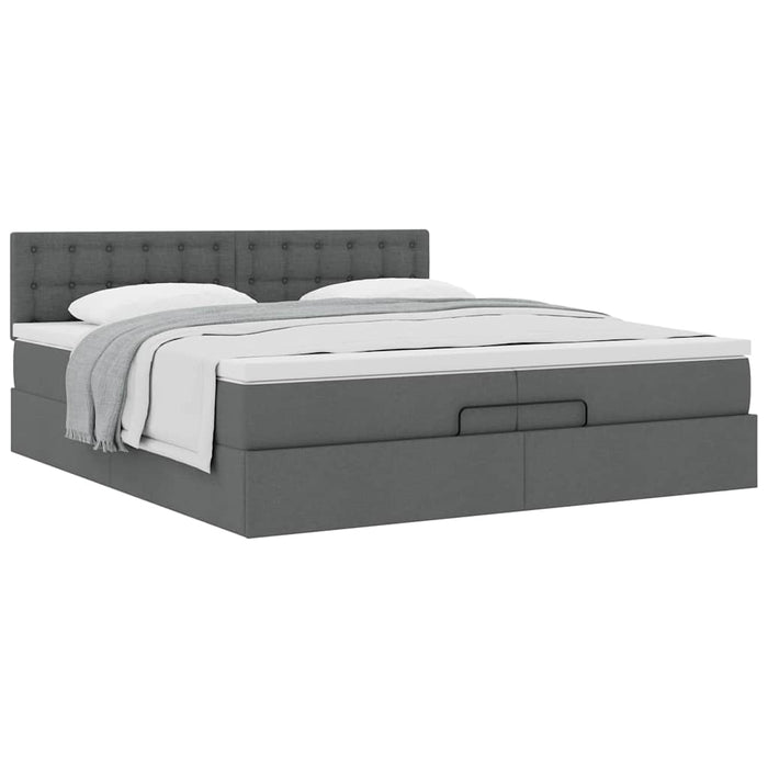 Cadru de pat otoman cu saltea țesătură gri închis 200x200 cm - WALTI WALTI