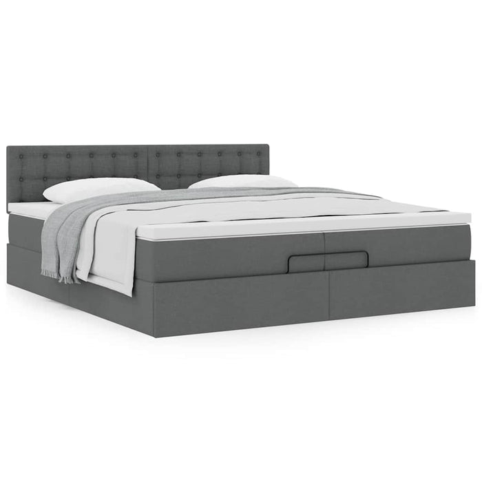 Cadru de pat otoman cu saltea țesătură gri închis 200x200 cm - WALTI WALTI