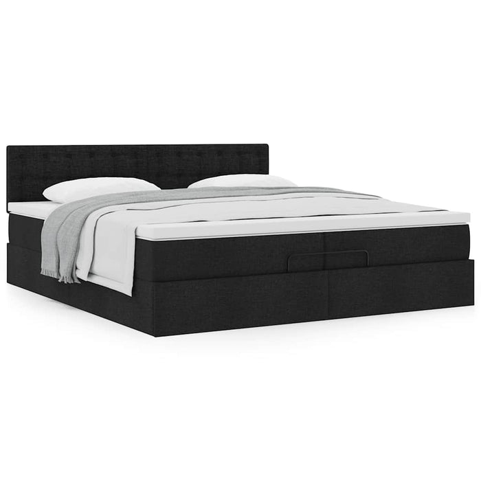Cadru de pat otoman cu saltea țesătură neagră 200x200 cm - WALTI WALTI