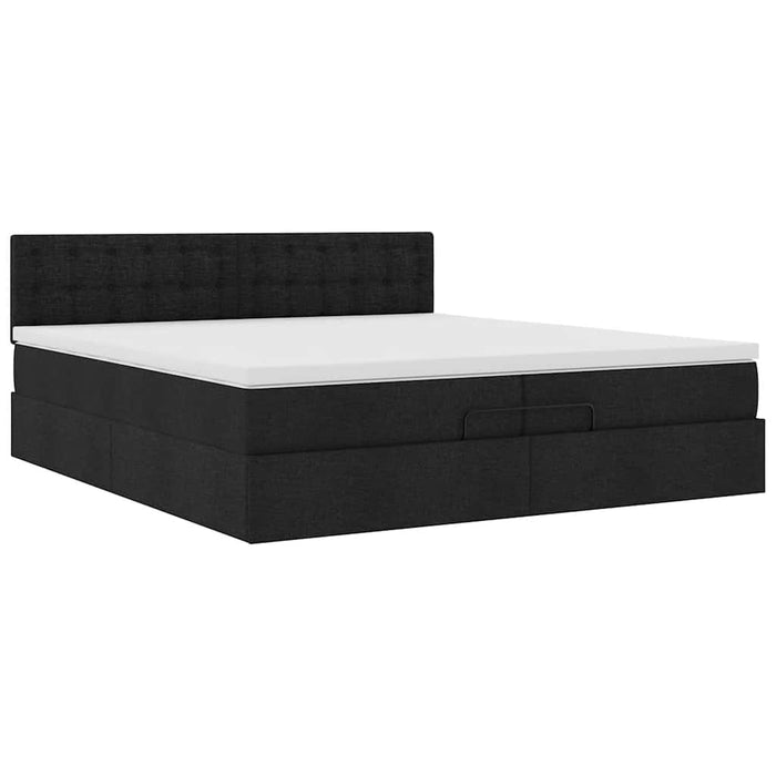 Cadru de pat otoman cu saltea țesătură neagră 200x200 cm - WALTI WALTI