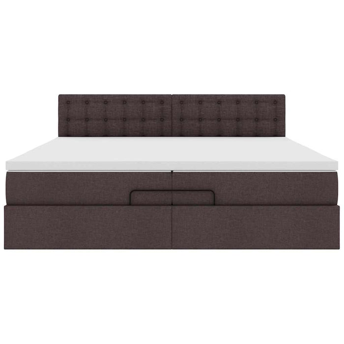 Cadru de pat otoman cu saltea țesătură maro închis 200x200 cm WALTI